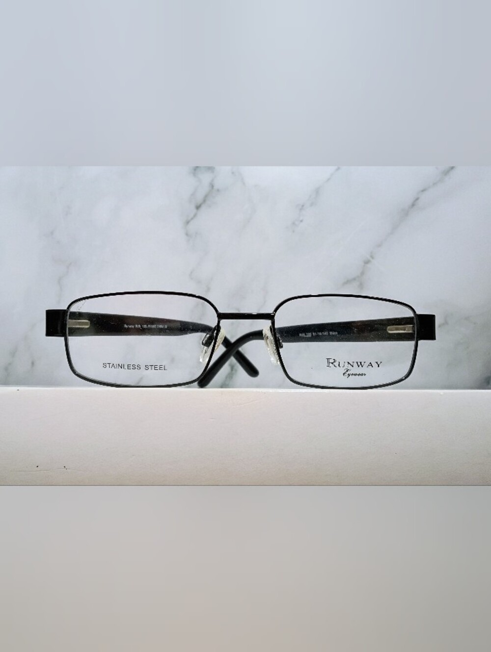 Black Rxable Eyeglass Frame Mens Modern Stainless Steel Glasses 51-18-140